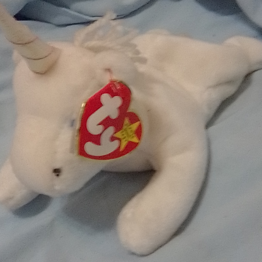 Mystic the Unicorn Beanie Baby with various errors/exceptions: